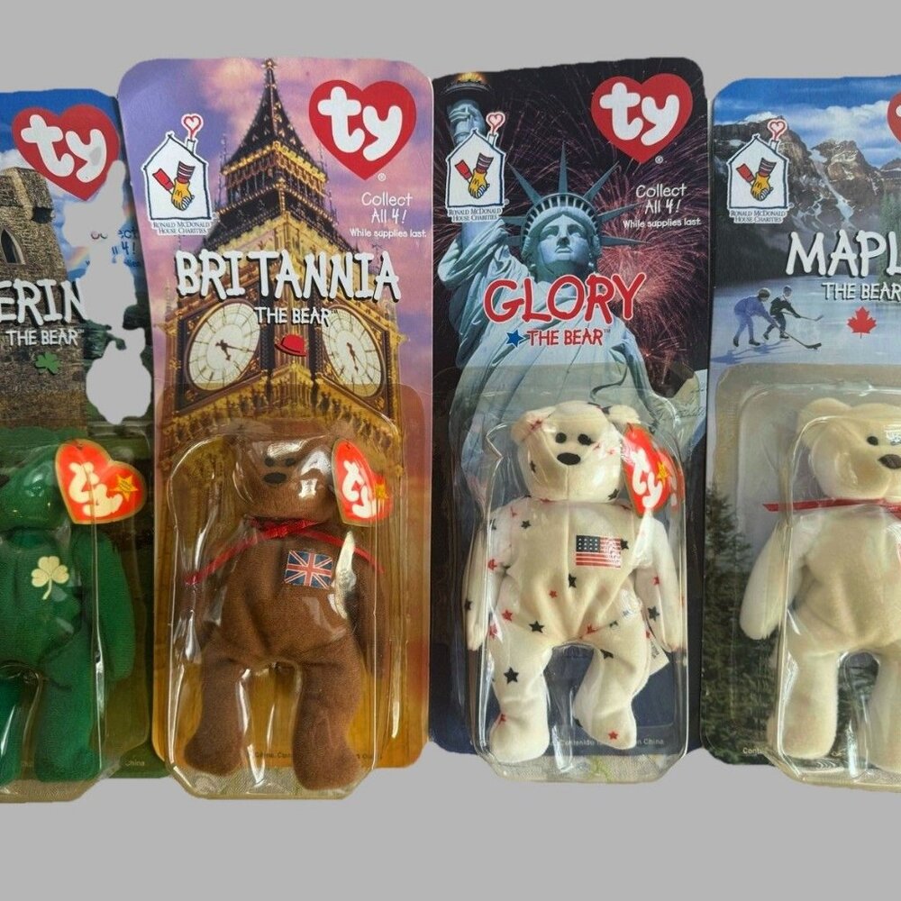 1999 McDonald's Ty Beanie Babies Set - Maple, Britannia, Glory & Erin